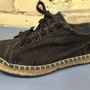 Natural World "Basket Yute" Distressed Black women's Espadrilles Shoes 41 EU/ 11